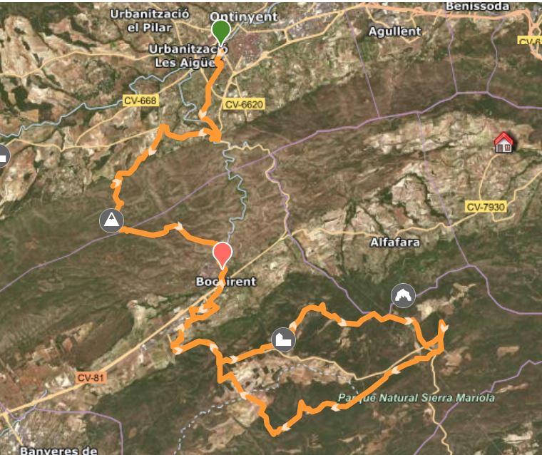 Stage 1 Roda la Vall cycling route in Valencia, Spain